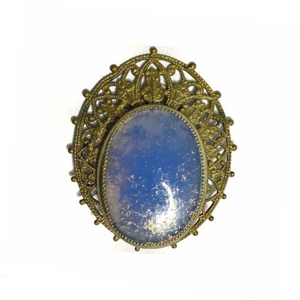Art Deco 1930's Lapis Gilt Gold Convertible Clip
